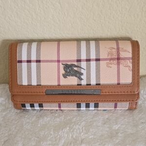 Burberry Checkered Wallet in Tan and Brown